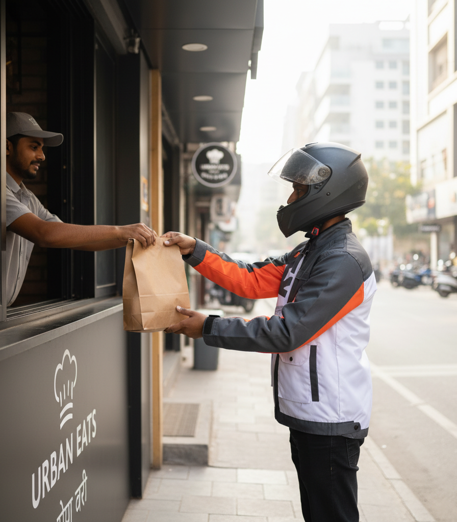 Dispatch partner collecting a restaurant order