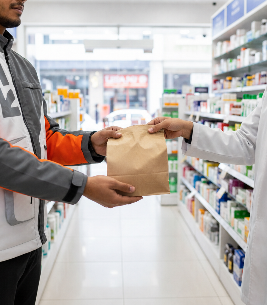 Dispatch partner collecting a pharmacy order